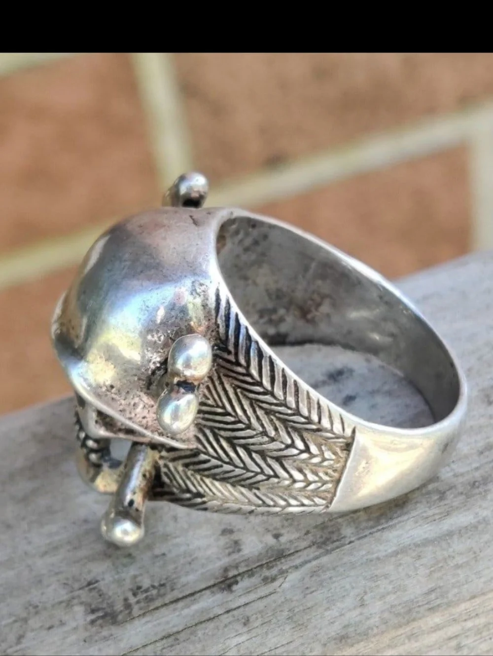 Sterling Silver WTS Watson Skull And Crossbones Biker Ring